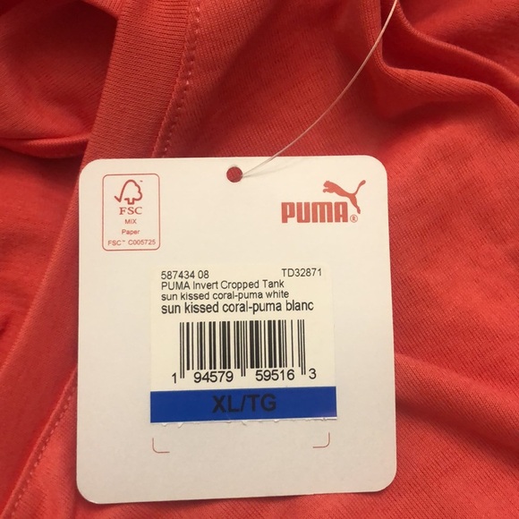 Puma Invert Cropped Coral Tank Top XL - Picture 10 of 16